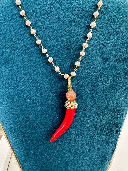 Collana corno ceramica