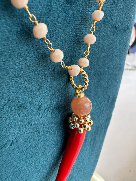 Collana corno ceramica