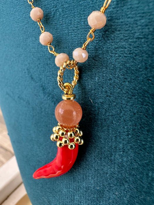 Collana corno ceramica