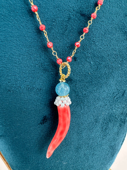 Collana corno ceramica