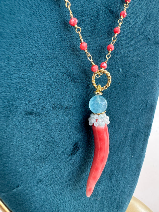 Collana corno ceramica