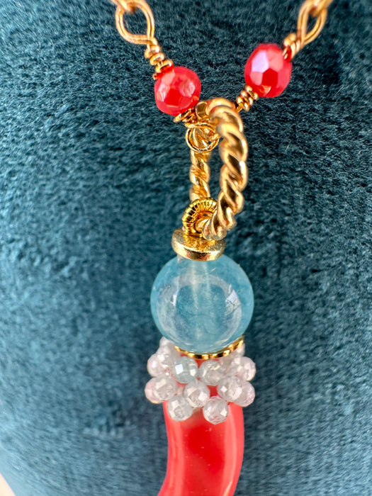 Collana corno ceramica