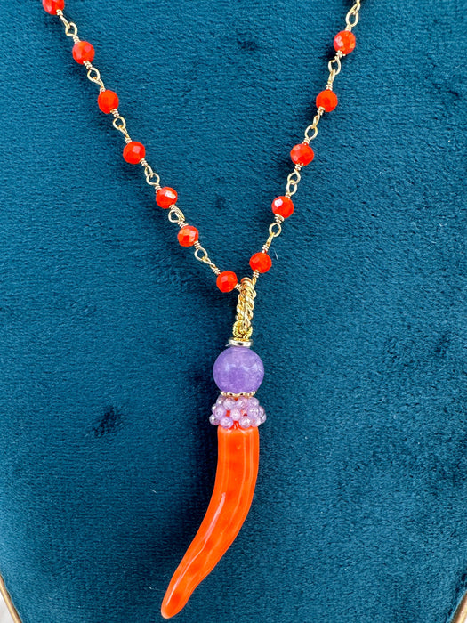 Collana corno ceramica