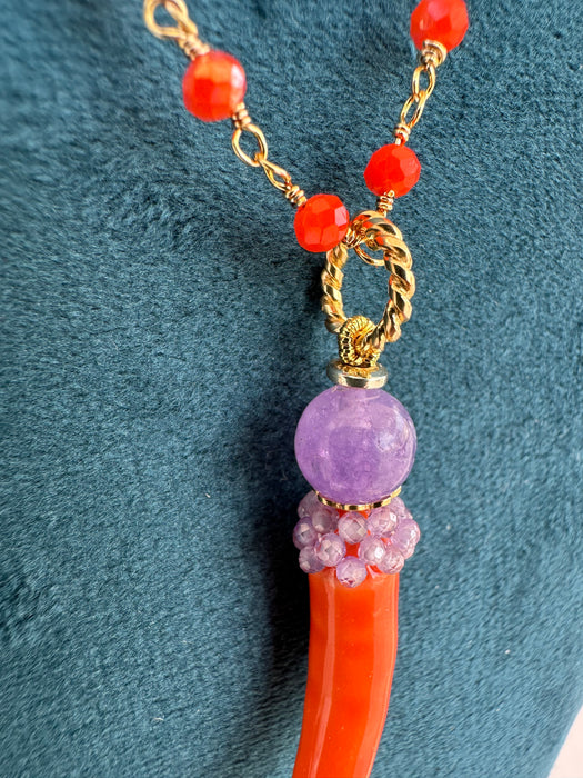 Collana corno ceramica