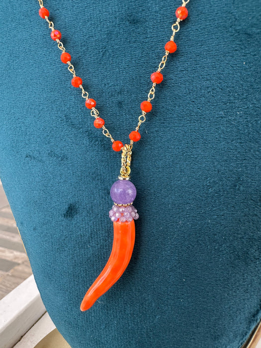 Collana corno ceramica