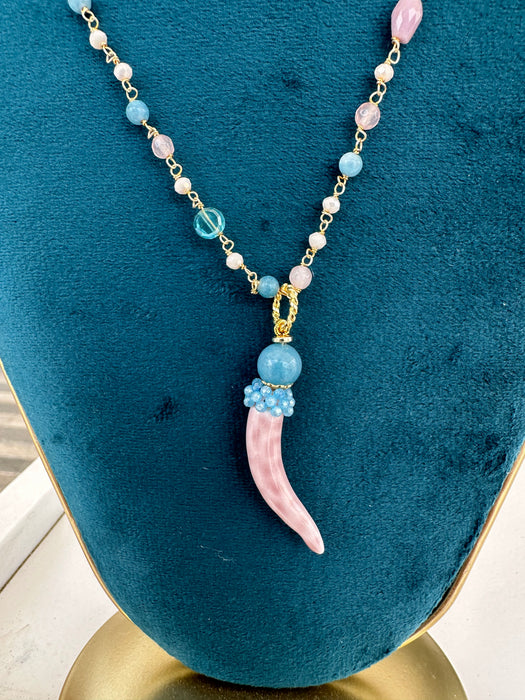 Collana corno ceramica