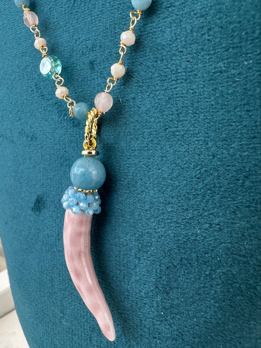Collana corno ceramica