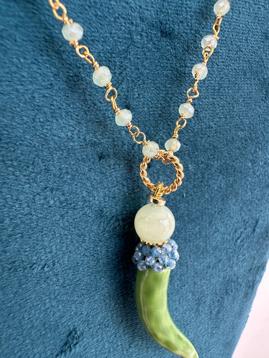 Collana corno ceramica