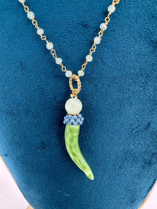 Collana corno ceramica